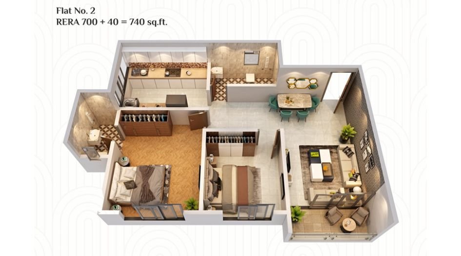 Omsai-White-House-Floor-Plan-2 BHK-740 Sqft